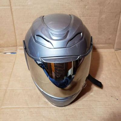Icon Airmada Gloss Helmet Medallion Silver Medium Like New - Thumbnail 2