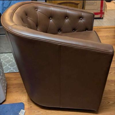 Pemberley Row Top Grain Leather Swivel Barrel Chair - Thumbnail 2