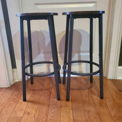 2 Bar Stools Color Brown Top  Black Legs  RRR Furniture - Thumbnail 4