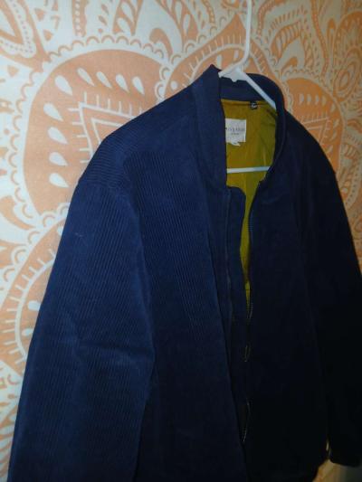 Five Four Los Angeles Men Medium Blue Corduroy Bomber Jacket - Thumbnail 3