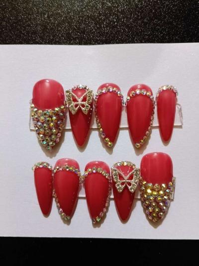 Custom Stilleto Gem Press On Nails