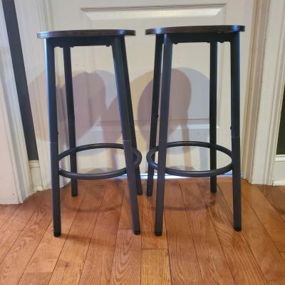 2 Bar Stools Color Brown Top  Black Legs  RRR Furniture - Thumbnail 3