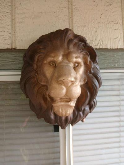 Concrete Lions Head Plaque - Placentia, California