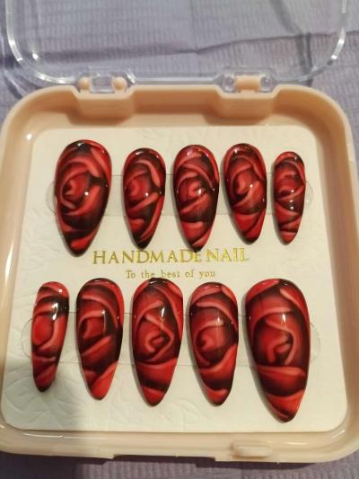 Custom Stilleto Rose Press On Nails