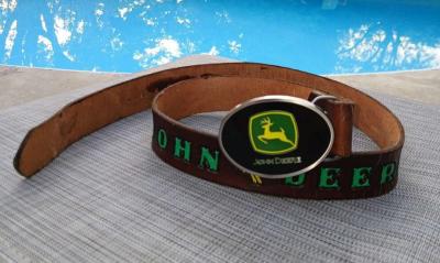 John Deere SpecCast Belt Buckle 40 Inch Leather Belt - Thumbnail 2