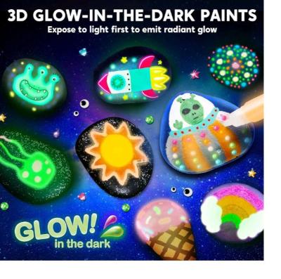 Glow in the dark Rock Painting kit 12 smooth rocks 3d in the - Thumbnail 4