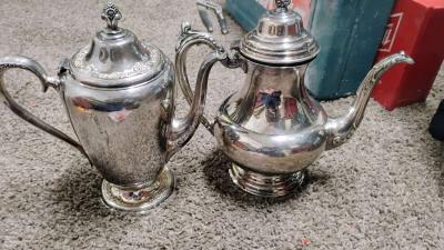 silver tea pots Oneida and Rogers Bros