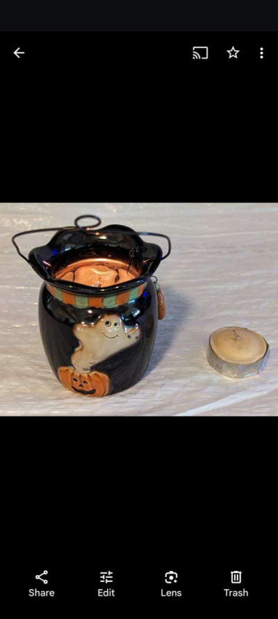 Spookyville Halloween Black Scary Ghost Lantern Candle - Thumbnail 6