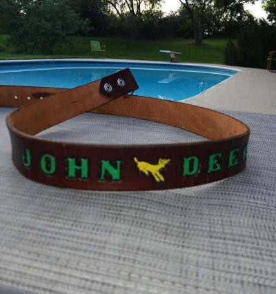 John Deere SpecCast Belt Buckle 40 Inch Leather Belt - Thumbnail 3