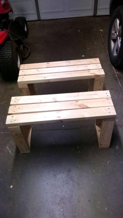 small Table with Benches solid wood - Thumbnail 2