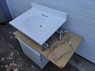 Nice White Vanity Top Bathroom Sink with Faucet New - Thumbnail 2