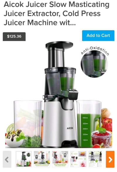 Aicok Juicer Slow Masticating Juicer Extractor Cold Press Ju - Thumbnail 3