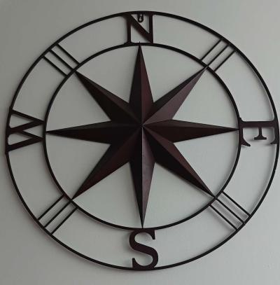 20 Inch Round Distressed Metal Wall Compass - Richmond, Virginia