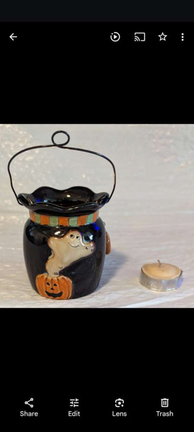 Spookyville Halloween Black Scary Ghost Lantern Candle - Thumbnail 5