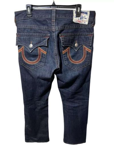 True Religion Straight Jeans Mens 33x31 Flap Pocket Rope Sti - Thumbnail 3