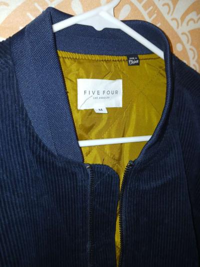 Five Four Los Angeles Men Medium Blue Corduroy Bomber Jacket - Thumbnail 4