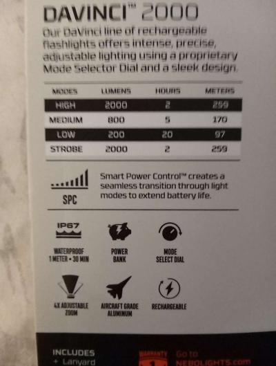 Nebo Davinci 2000 rechargeable flashlight - Thumbnail 3