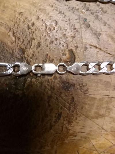 22 inch Hallmark diamond cut 925 Italian silver necklace - Thumbnail 6