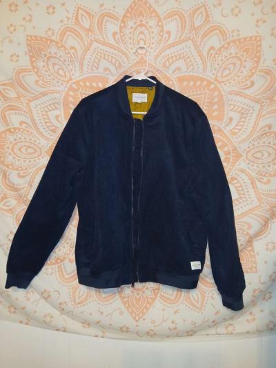 Five Four Los Angeles Men Medium Blue Corduroy Bomber Jacket - Thumbnail 2