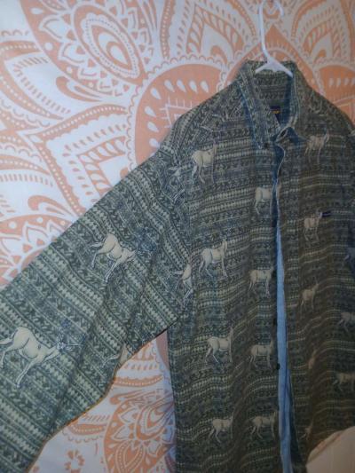 Mens Vintage Large Woolrich Deer Buck Hunting Button Fleece - Thumbnail 2