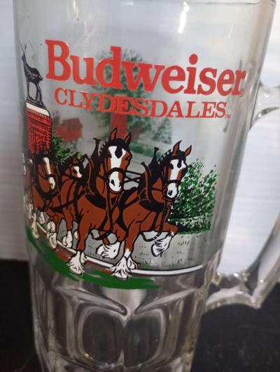 vintage glass large Budweiser mug - Thumbnail 3