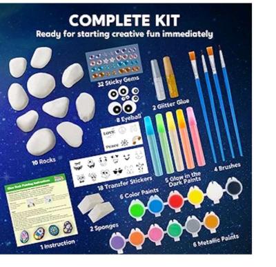 Glow in the dark Rock Painting kit 12 smooth rocks 3d in the - Thumbnail 2