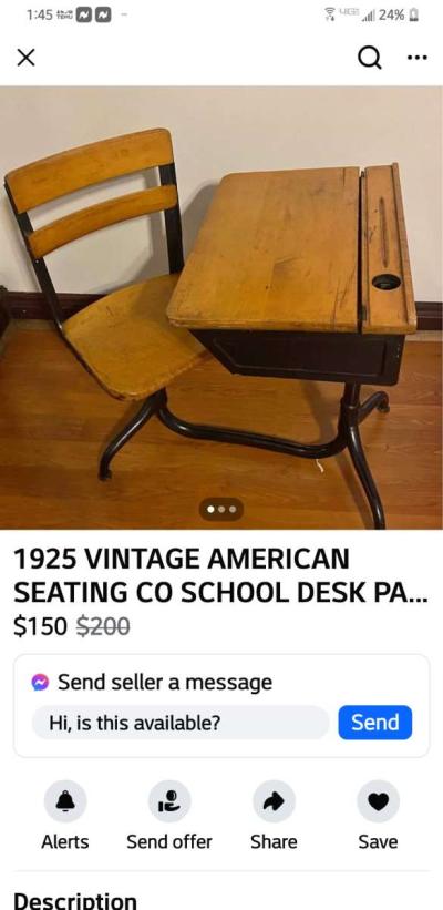 vintage American seating school desk - Thumbnail 4