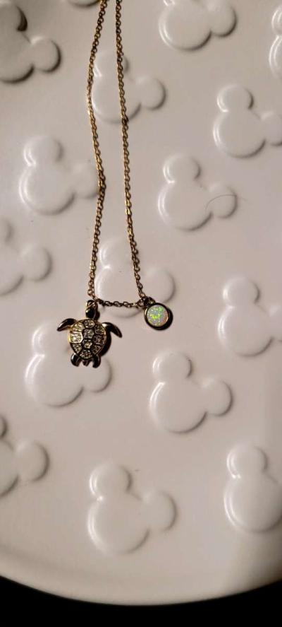 Sea Turtle pendant with CZ and circular opal accents - Thumbnail 5