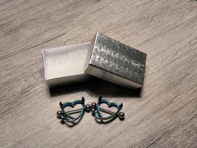 Ox Devil Hearts Nipple Ring Piercing Barbell set - Thumbnail 3