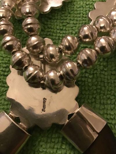 Navajo Native American sterling silver bear claw turquoise n - Thumbnail 4