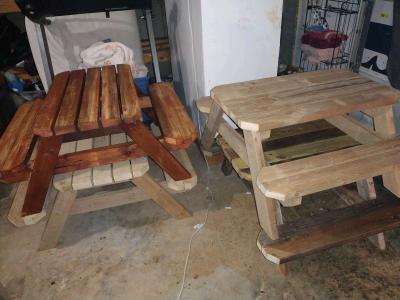 hand built Kids and adult sized picnic tables - Thumbnail 4