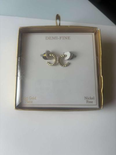 Diamond 14 karat gold plated earrings - Thumbnail 2