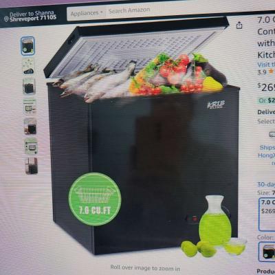 7 cubic feet black chest freezer - Thumbnail 4