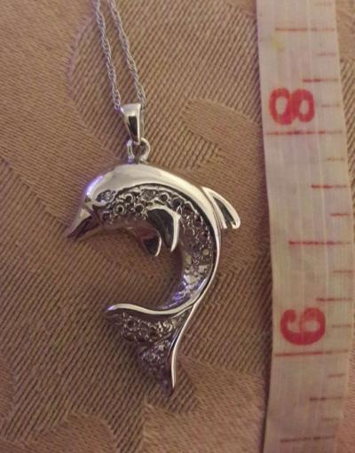 10K White Gold Diamond Dolphin Necklace - Thumbnail 6