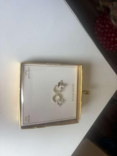 Diamond 14 karat gold plated earrings - Thumbnail 3