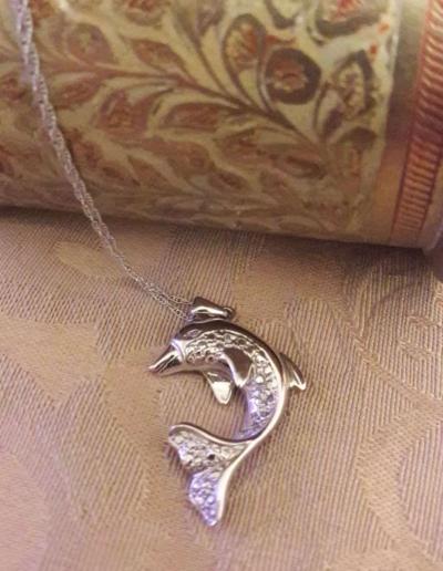 10K White Gold Diamond Dolphin Necklace - Phelan, California