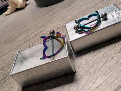 Ox Devil Hearts Nipple Ring Piercing Barbell set - Thumbnail 4