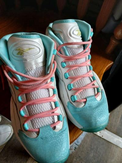 Reebok Question Trainers Allen Iversons Size 7 Pink and Blue - Thumbnail 5