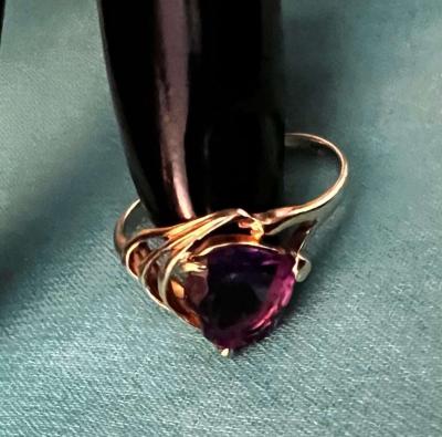 14K Gold Amethyst Heart Ring - Thumbnail 6