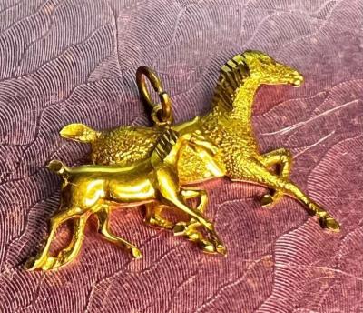 14K Gold Horse And Pony Pendant - Phelan, California