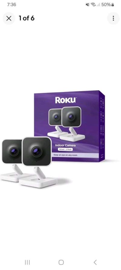 Roku Indoor Camera 2024  Home Security  2Pack  Wired Securit - Thumbnail 4