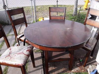 Round Wooden Dining Table 4 chairs - Thumbnail 3