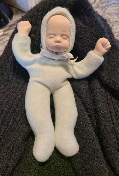 1980 OOAK Vintage SoftBody 7 Porcelain Sleeping Baby Doll  R