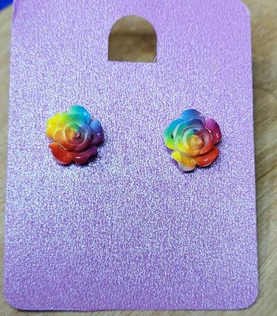 rainbow rose earrings - Thumbnail 2