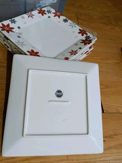 Food Network LINZER STAR 10 Sq Dinner Plate Set 4 Confetti R - Thumbnail 4