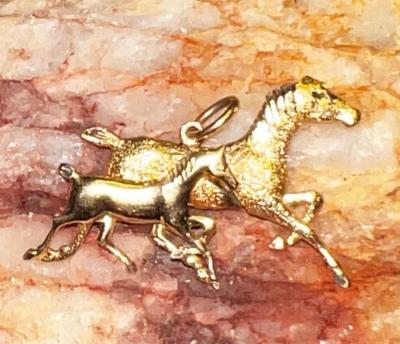 14K Gold Horse And Pony Pendant - Thumbnail 3