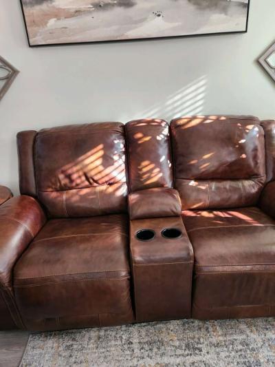 2 piece leather electric reclining sofas - Thumbnail 3