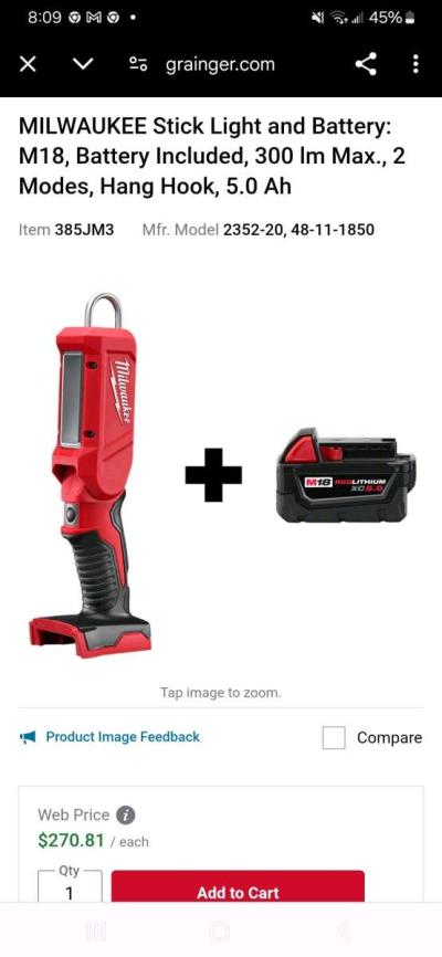 Milwaukee LED stick light and mat read the xc40 - Thumbnail 2