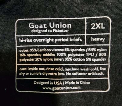 10 pairs Goat Union hirise overnight period briefs black 2XL - Thumbnail 2