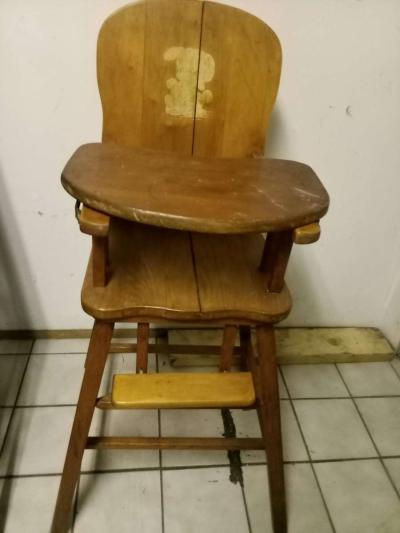 Early solid wood high chair